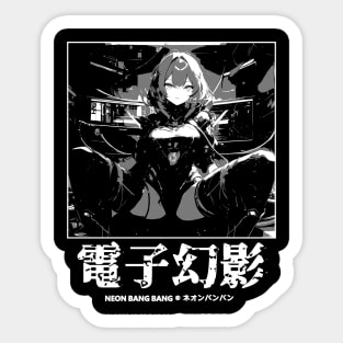 Japanese Aesthetic Cyberpunk Girl Manga Style Sticker